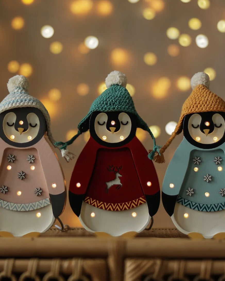 Pink Mini Penguin Christmas Lamp