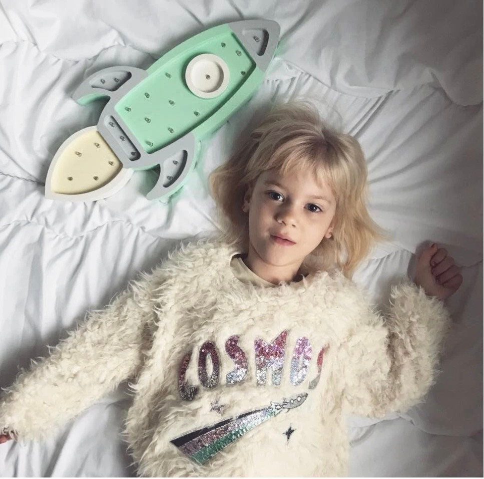 Wooden Mint Rocket Lamp