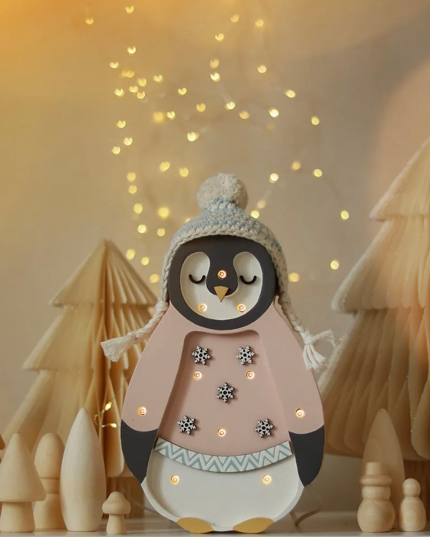 Pink Mini Penguin Christmas Lamp