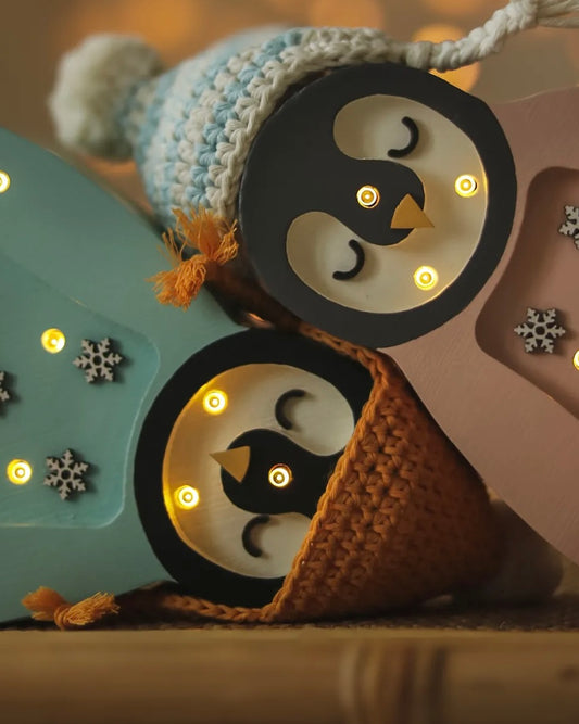 Pink Mini Penguin Christmas Lamp