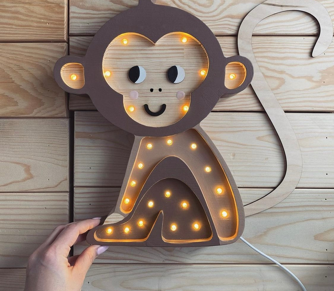 Wooden Monkey Lamp - Serenity Toys Boutique