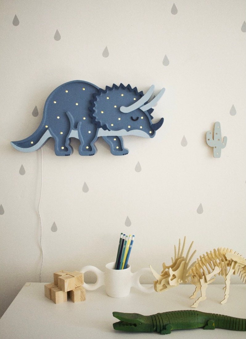 Wooden Triceratops Lamp
