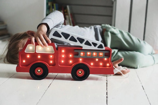 Wooden Fire Truck Lamp