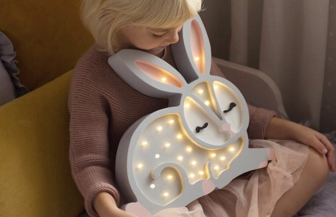 Wooden Bunny Lamp