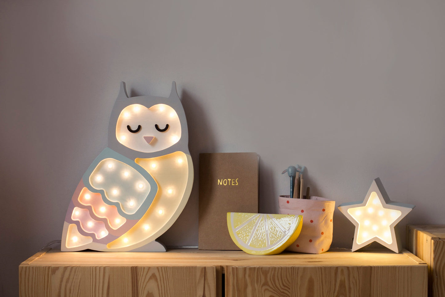 Wooden Owl Lamp