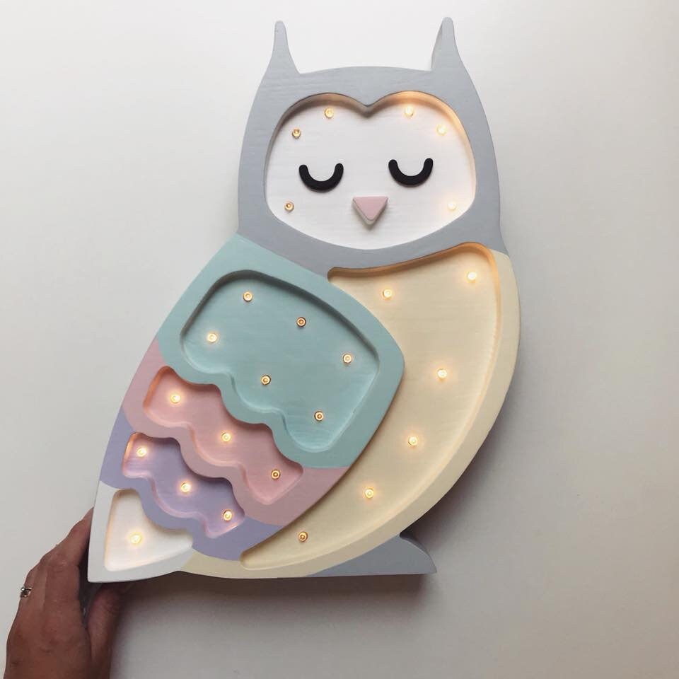 Wooden Owl Lamp