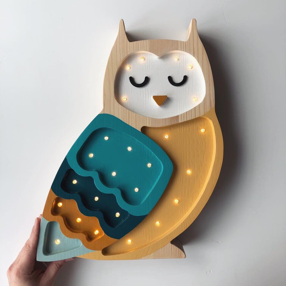 Wooden Owl Lamp