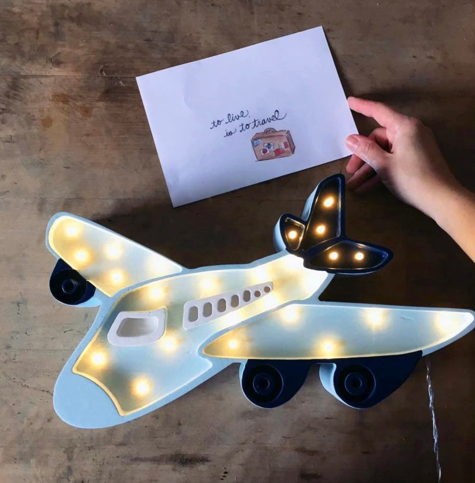 Wooden Airplane Lamp