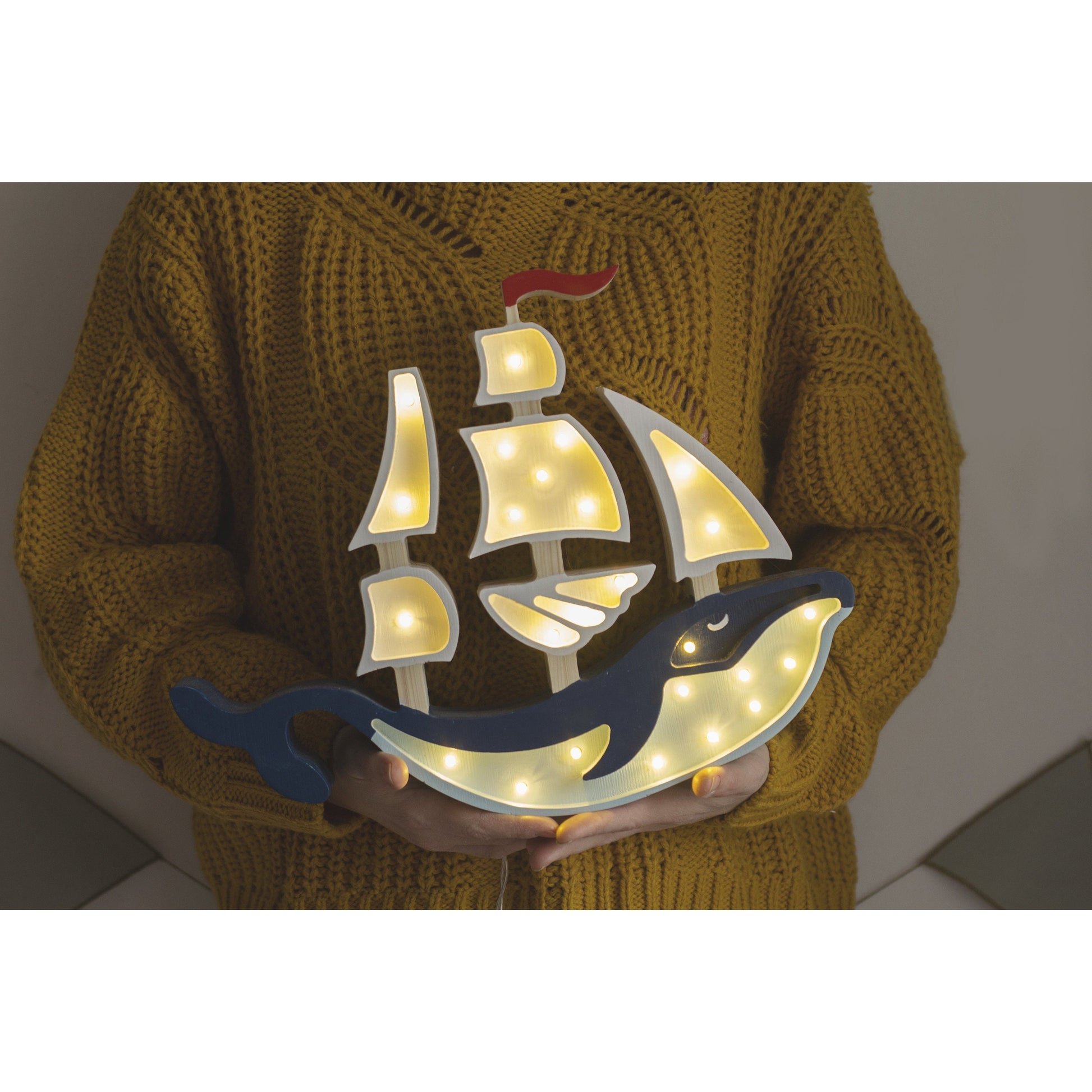 Wooden Whale Ship Lamp