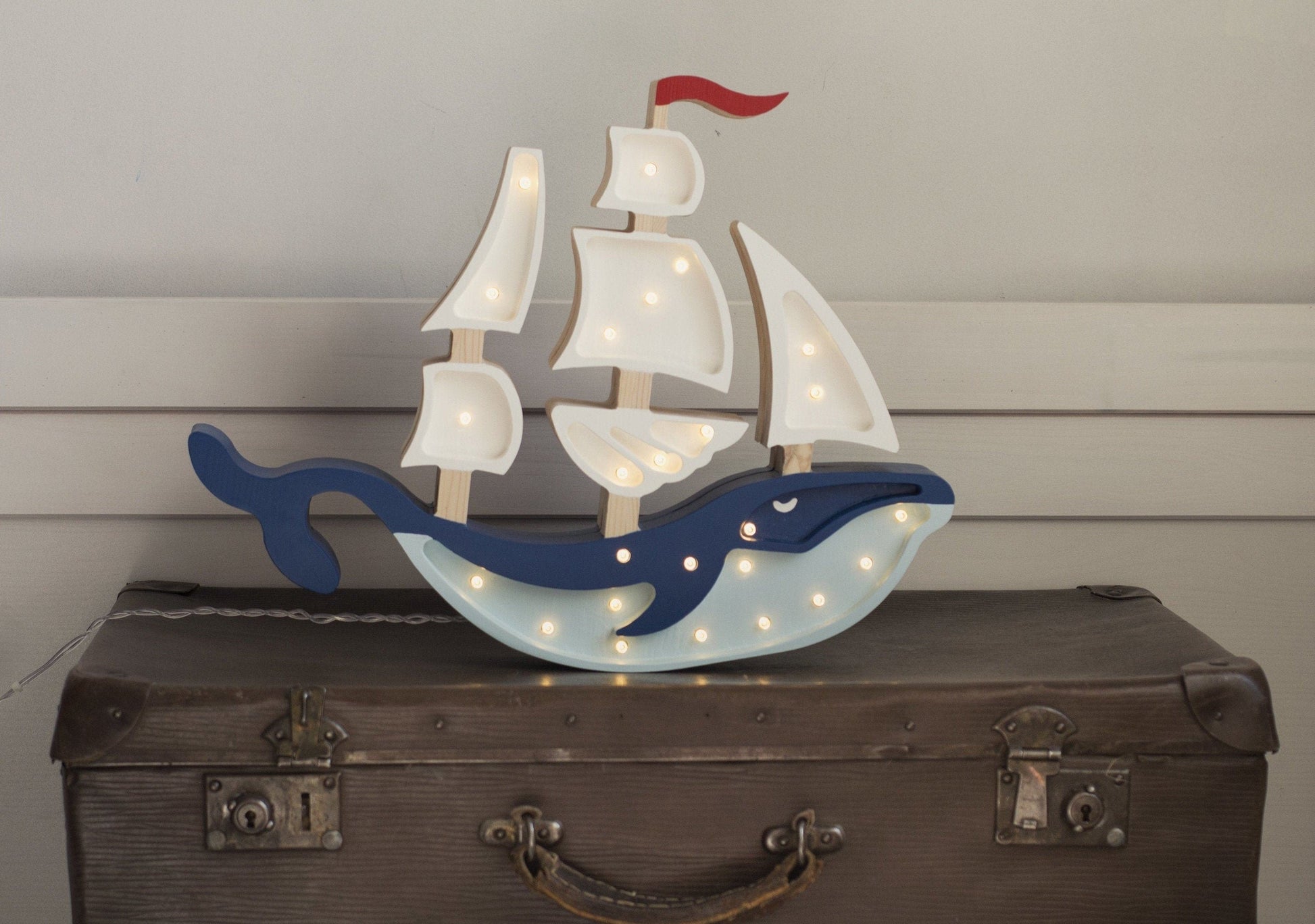Wooden Whale Ship Lamp