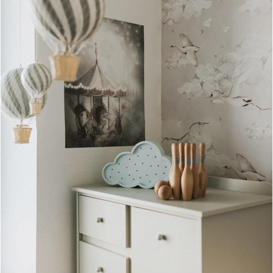 Wooden Blue Cloud Lamp