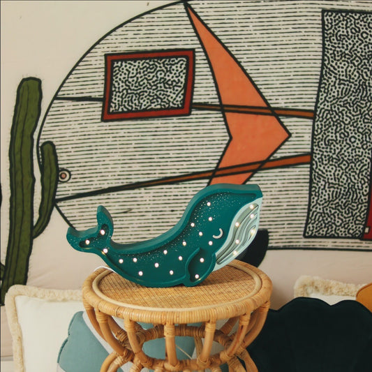 Wooden Whale Lamp Denim