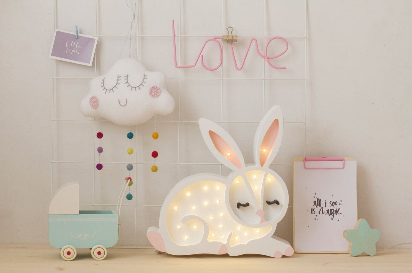 Wooden Bunny Lamp - Serenity Toys Boutique