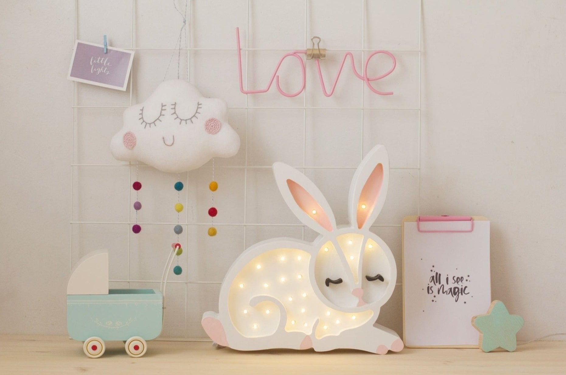 Wooden Bunny Lamp - Serenity Toys Boutique